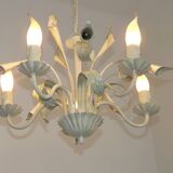 5-light earthenware chandelier with fleur-de-lis and scrolled leaves 4867