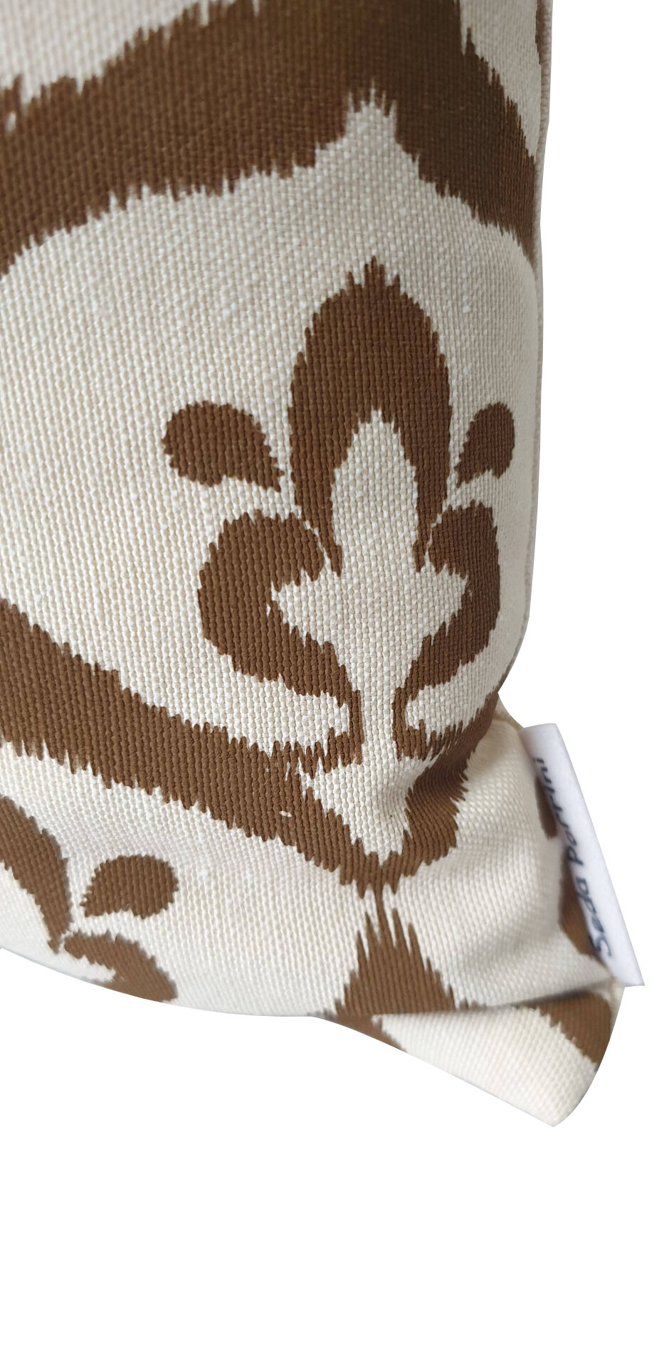 Ivory / olive ikat style ottoman cushion cover - 50 x 50