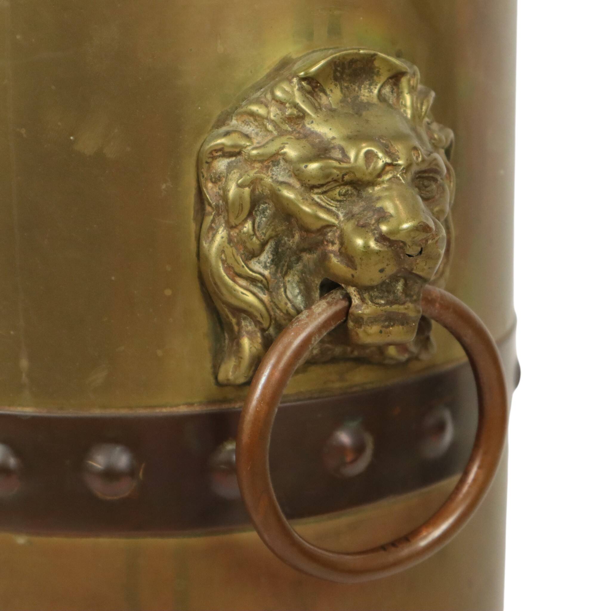 Unique XL Artillery Shell Umbrella Stand – WWI Trench Art (1915) – Lion Hea