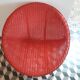 Armchair basket red vintage style frame metal seat wicker rattan scoubidou