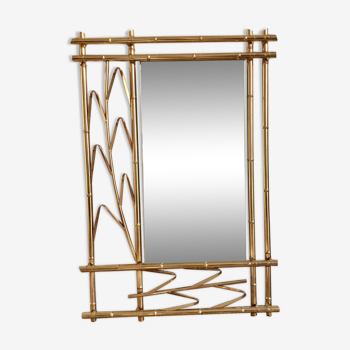 Golden brass mirror, 80s 88x60cm