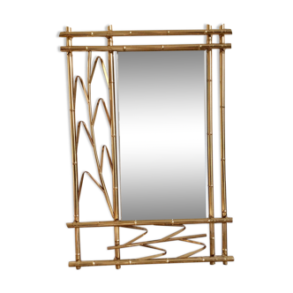 Golden brass mirror, 80s 88x60cm