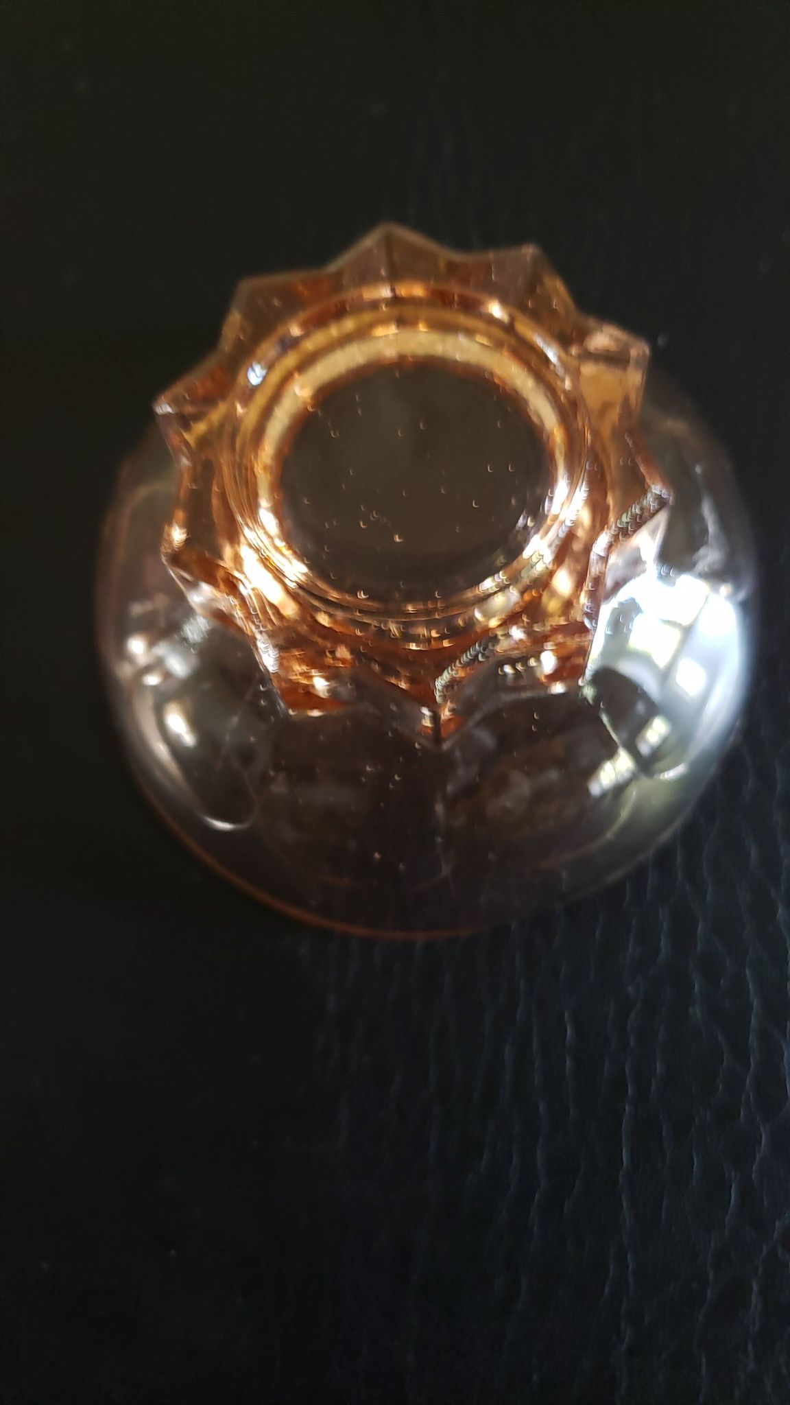 6 coupelles verre rose pied étoile