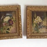 Pair of paintings Late 19th century 30 x 24 cm "bouquet duo"