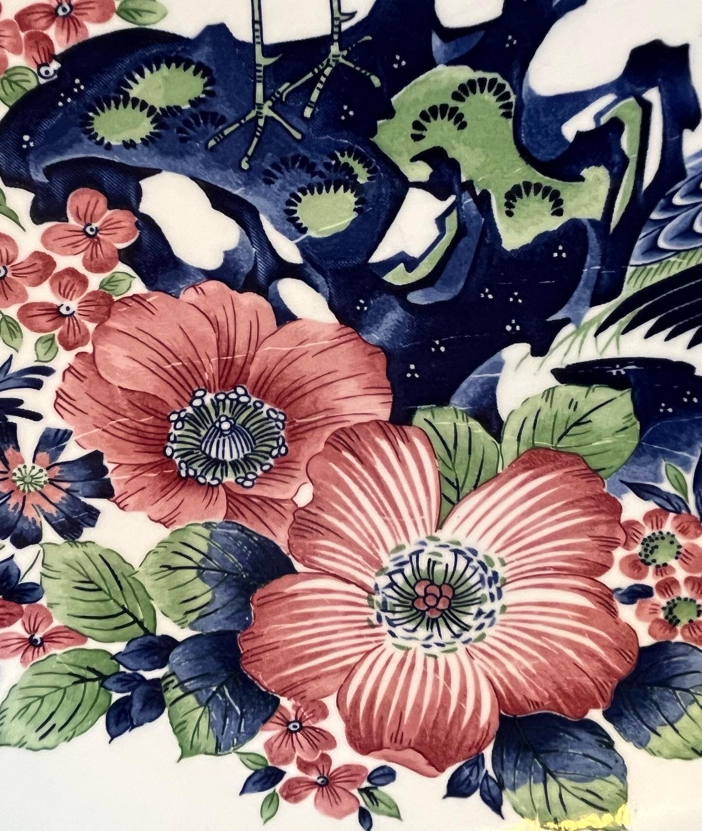 Japanese earthenware dish with peacock motif