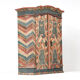 Armoire de mariage peinte en art populaire rustique exceptionnel de 1784
