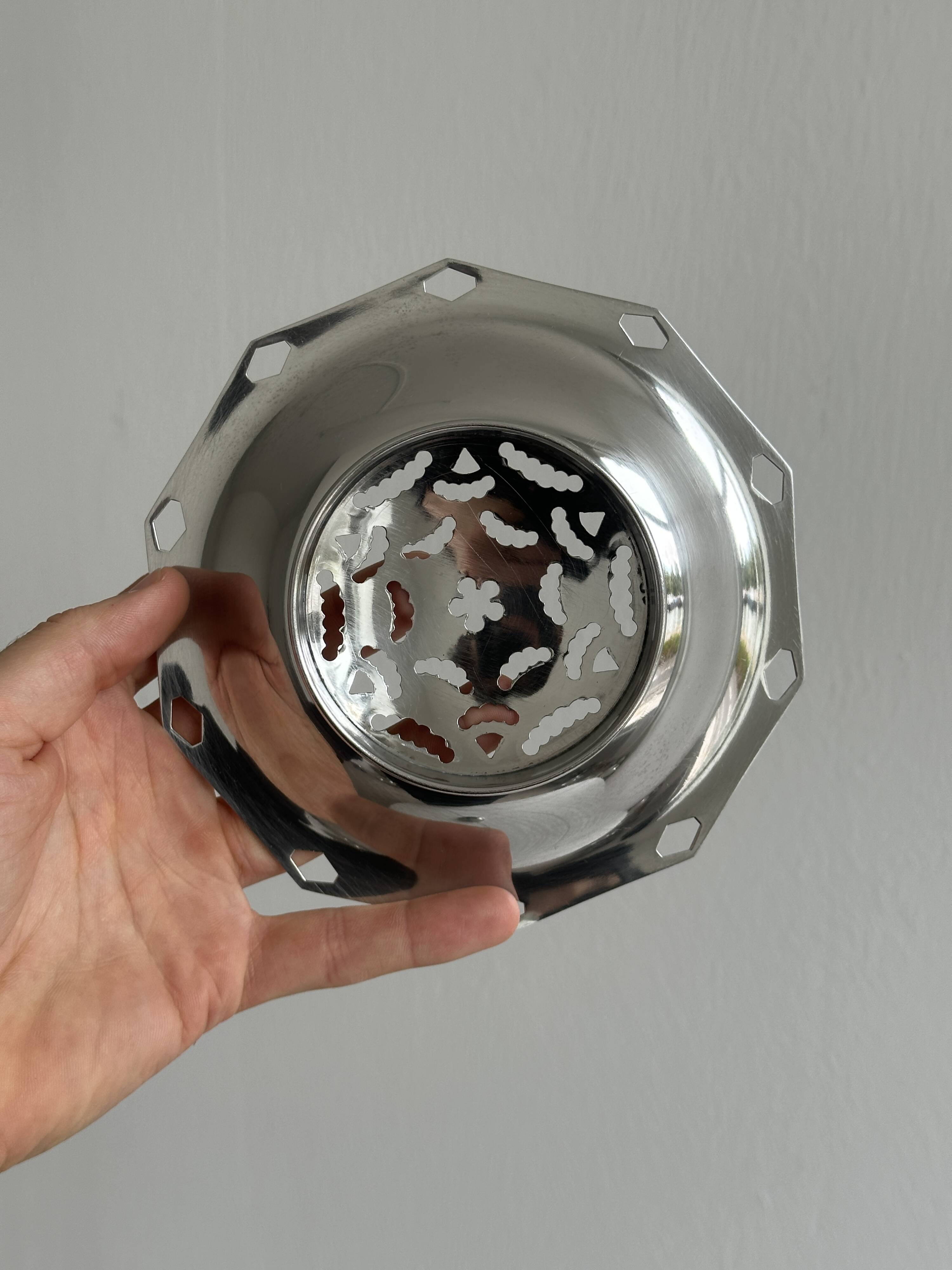 Coquillor butter dish in shiny silver metal