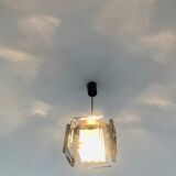 Glass and chrome hanging lamp 1970