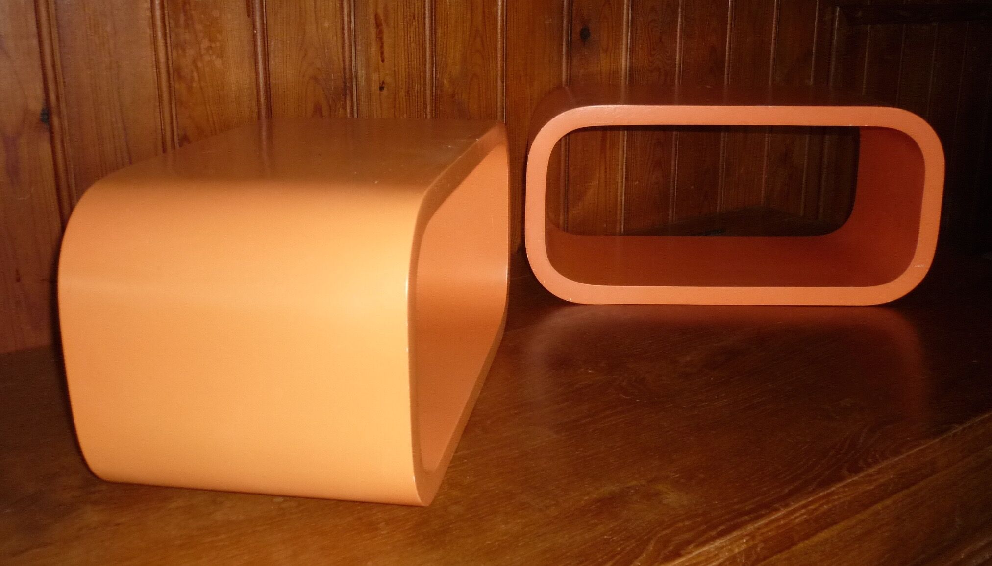 Pair of 2 cubes modular shelves lacquered vintage design