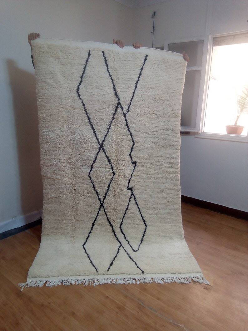 Tapis marocain tissé à la main - design berbère - fait main en laine - 252 x 146 cm