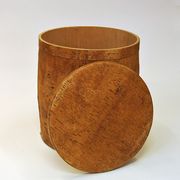 Pouf en bouleau vintage avec couvercle amovible Suède 1972