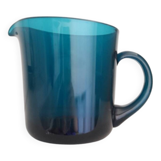 Petrol blue glass carafe