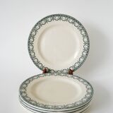 Set of 6 flat plates in Terre de Fer Salins, "Guirlandes" model