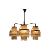 1950s, vintage crystal brass chandelier, železnobrodské sklo,czechoslovakia