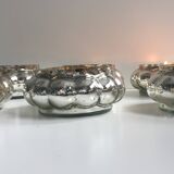 Set of 6 Mercurized Silver Glass Tealight Holders