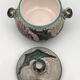 Vintage candy jar in enameled ceramic from Vallauris with thistle decoration