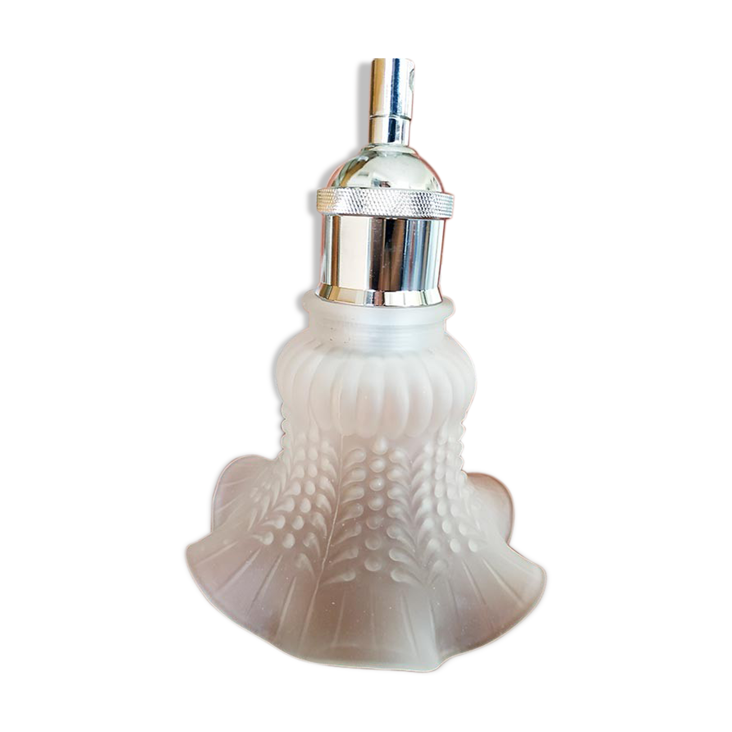 Suspension opaline tulipe verre blanchi