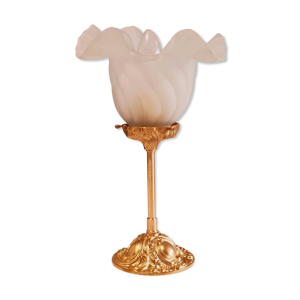 lampe à poser globe tulipe vintage et laiton