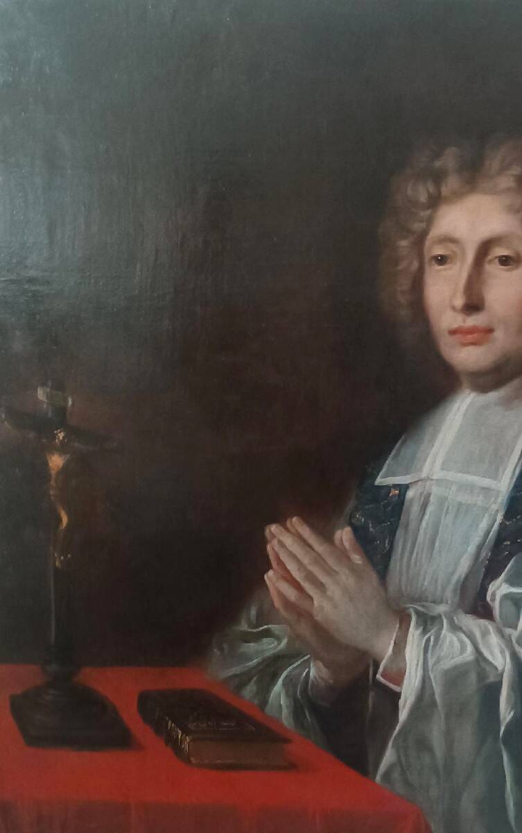 Peinture ancienne sur toile le portrait d'un prélat, école francaise xviii