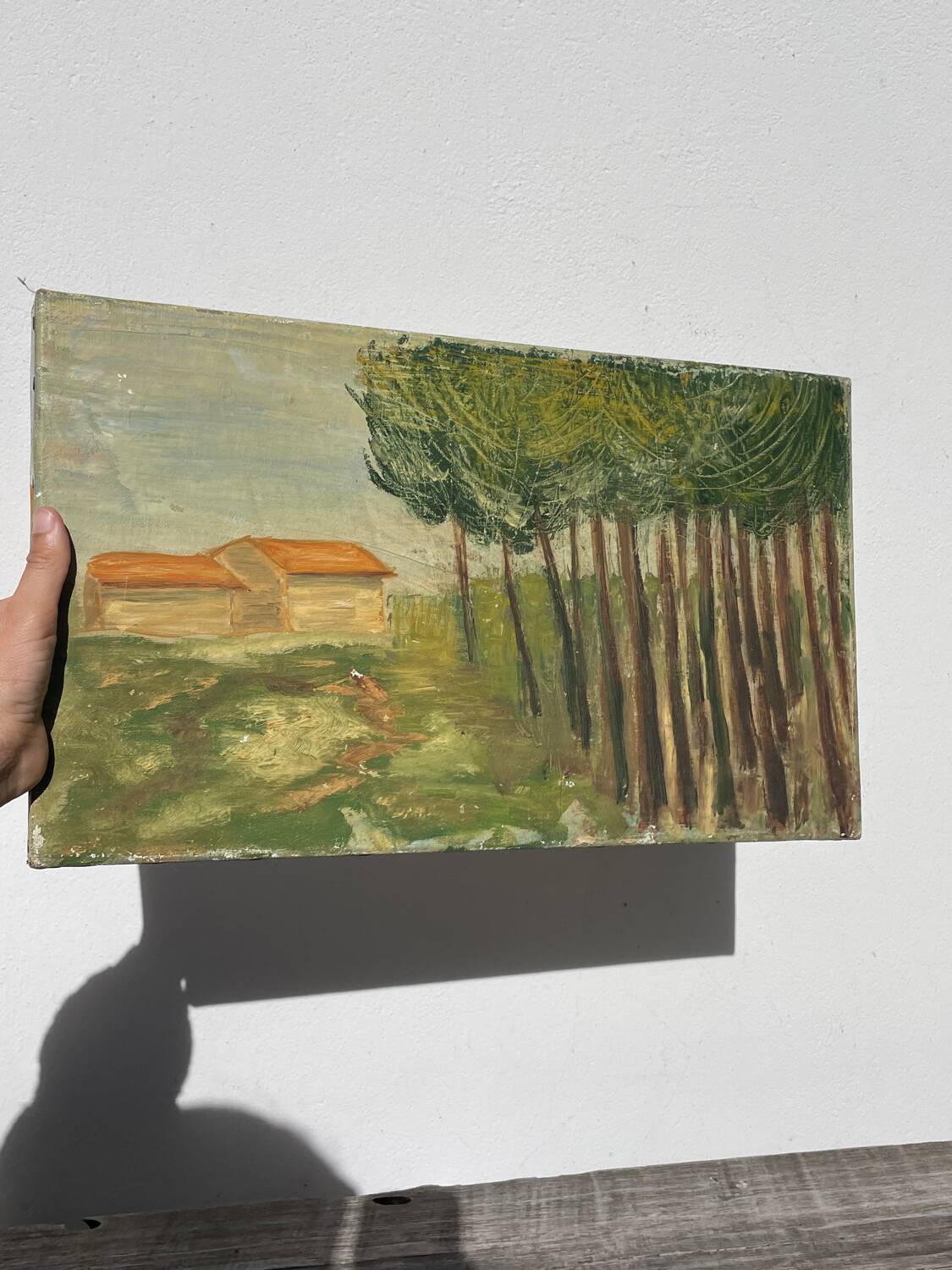 Old painting of a forest landscape in Les Landes