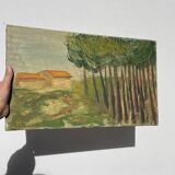 Old painting of a forest landscape in Les Landes