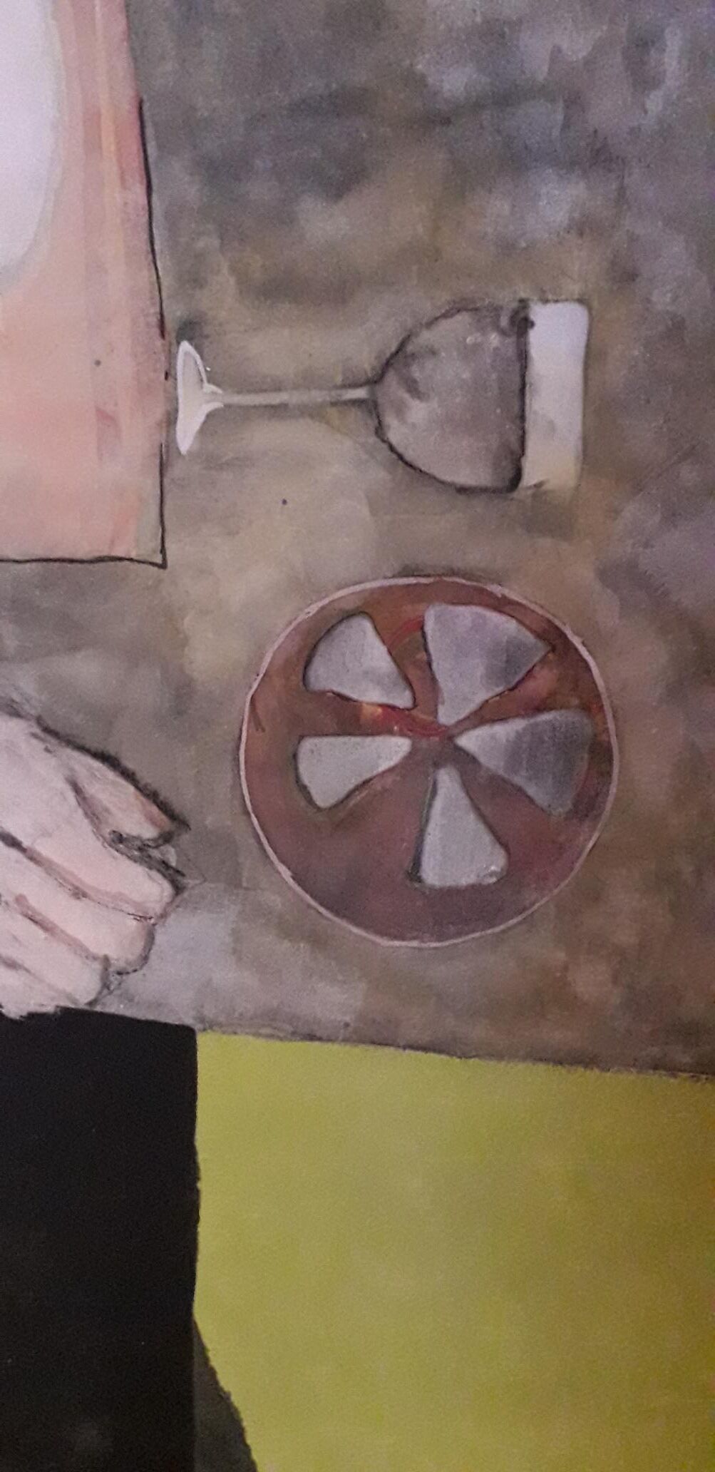 Lunch -Japanese painting on wood