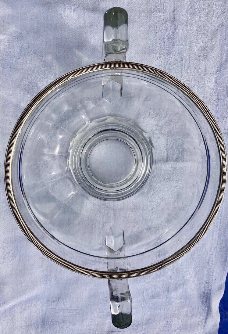 Art Deco fruit bowl with silver Minerva frame, Val Saint Lambert