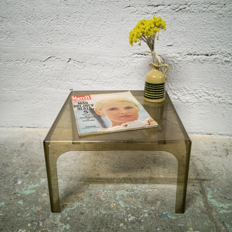 Smoked plexiglas coffee table