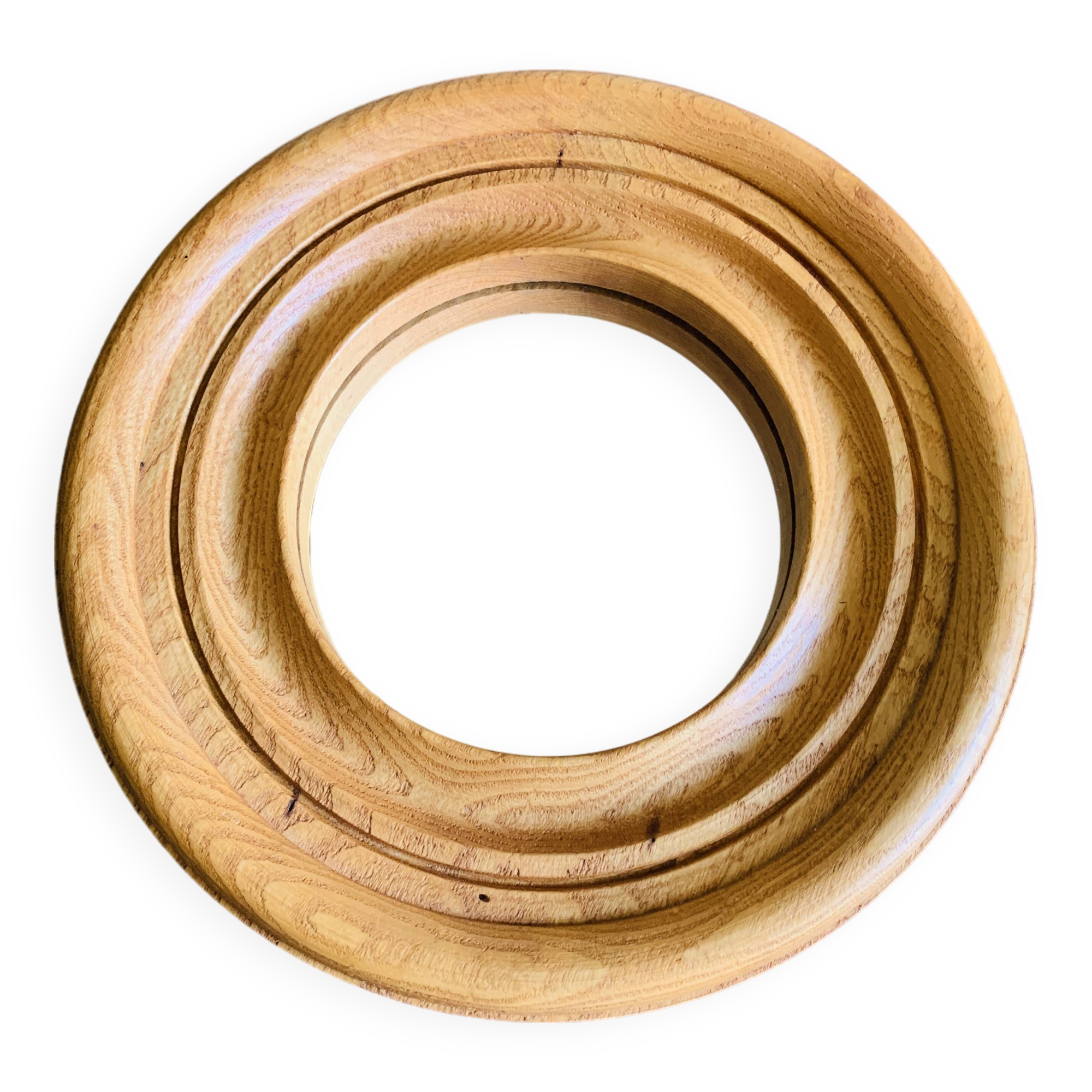 Vintage round wooden mirror