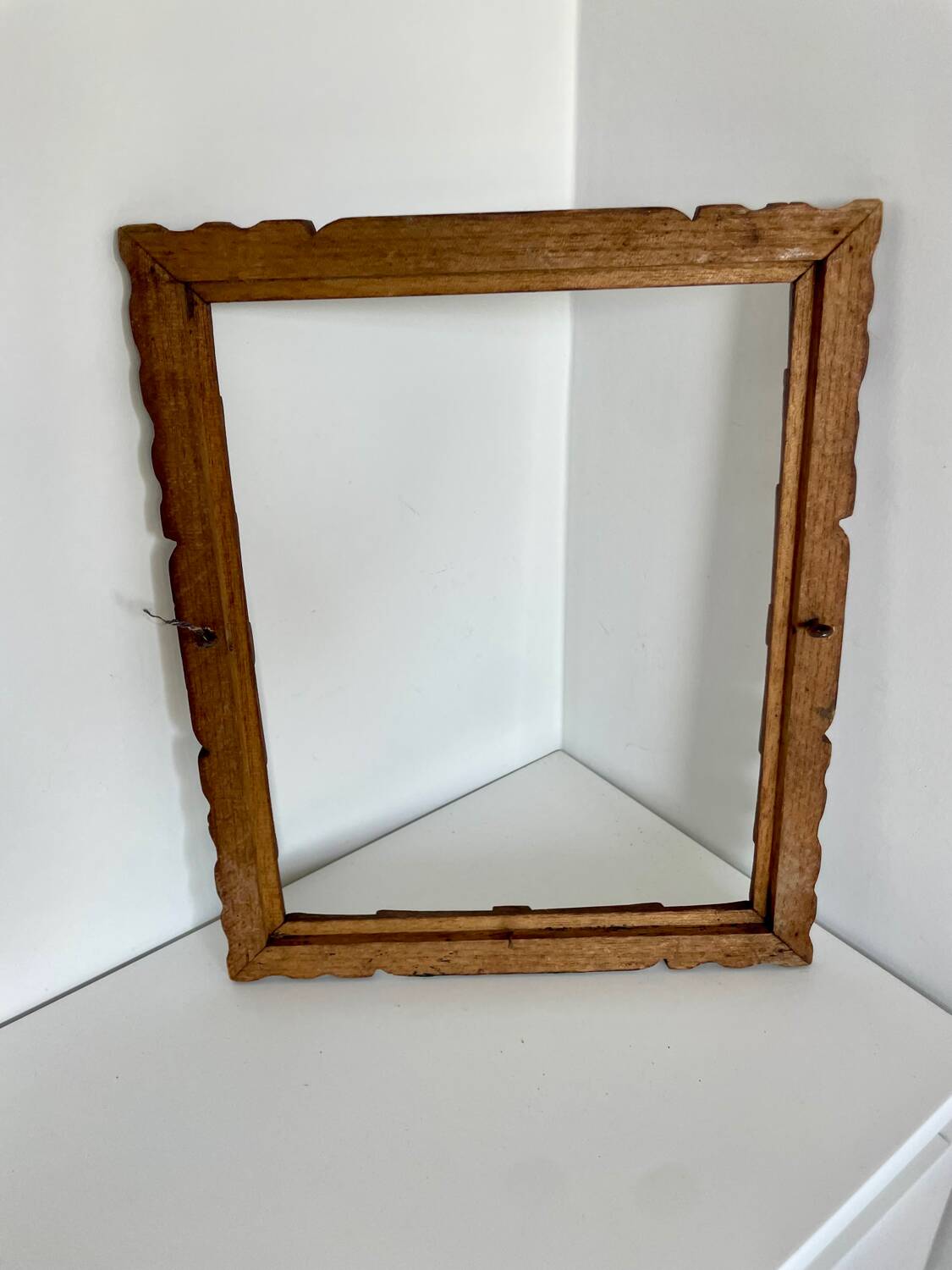 Antique handcarved frame Cedarwood 29.5 cm x 24 cm