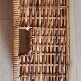 Grand tiroir panier osier rotin vintage ancien