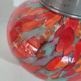 Ancien vase pique fleurs en verre multicolore