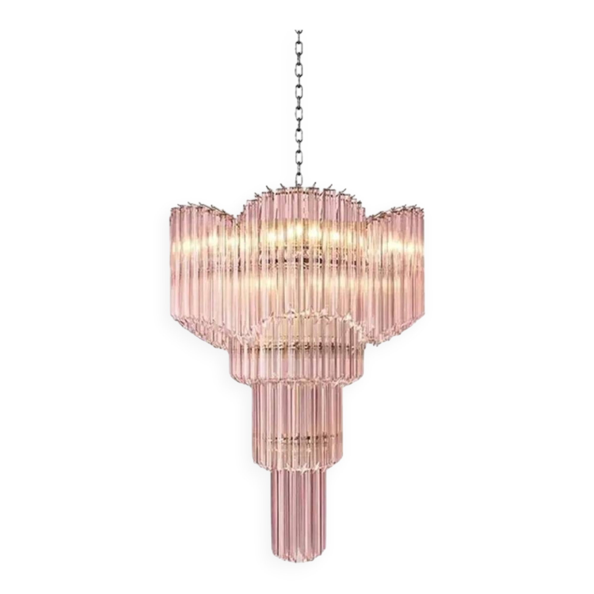 Déco-Inspired Italian Murano Glass Sputnik Chandelier in Pink Quadriedro