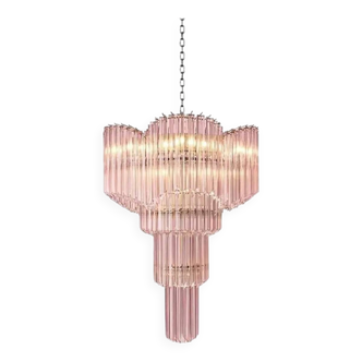 Déco-Inspired Italian Murano Glass Sputnik Chandelier in Pink Quadriedro