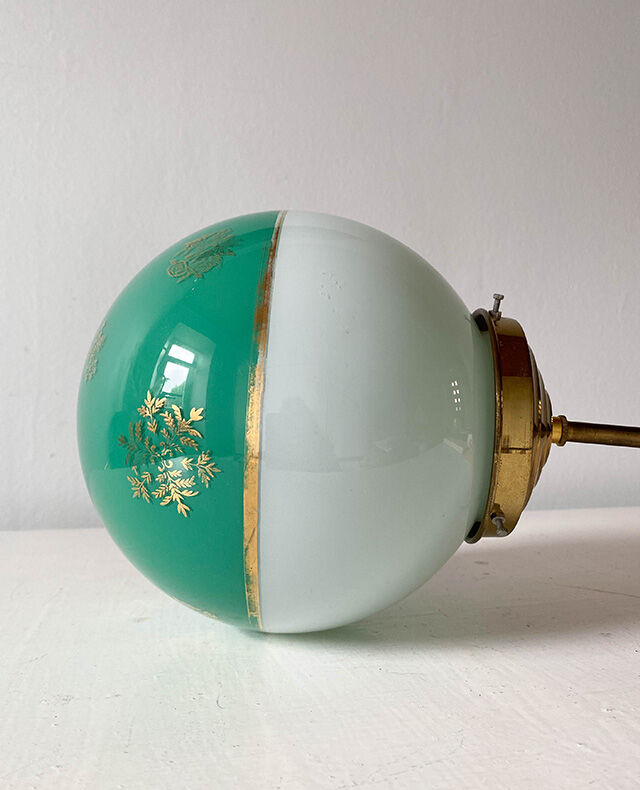 Opaline chandelier green and white