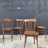 Set of 4 curved wooden bistro chairs