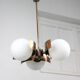 Vintage Italian Copper & Opaline Glass Chandelier