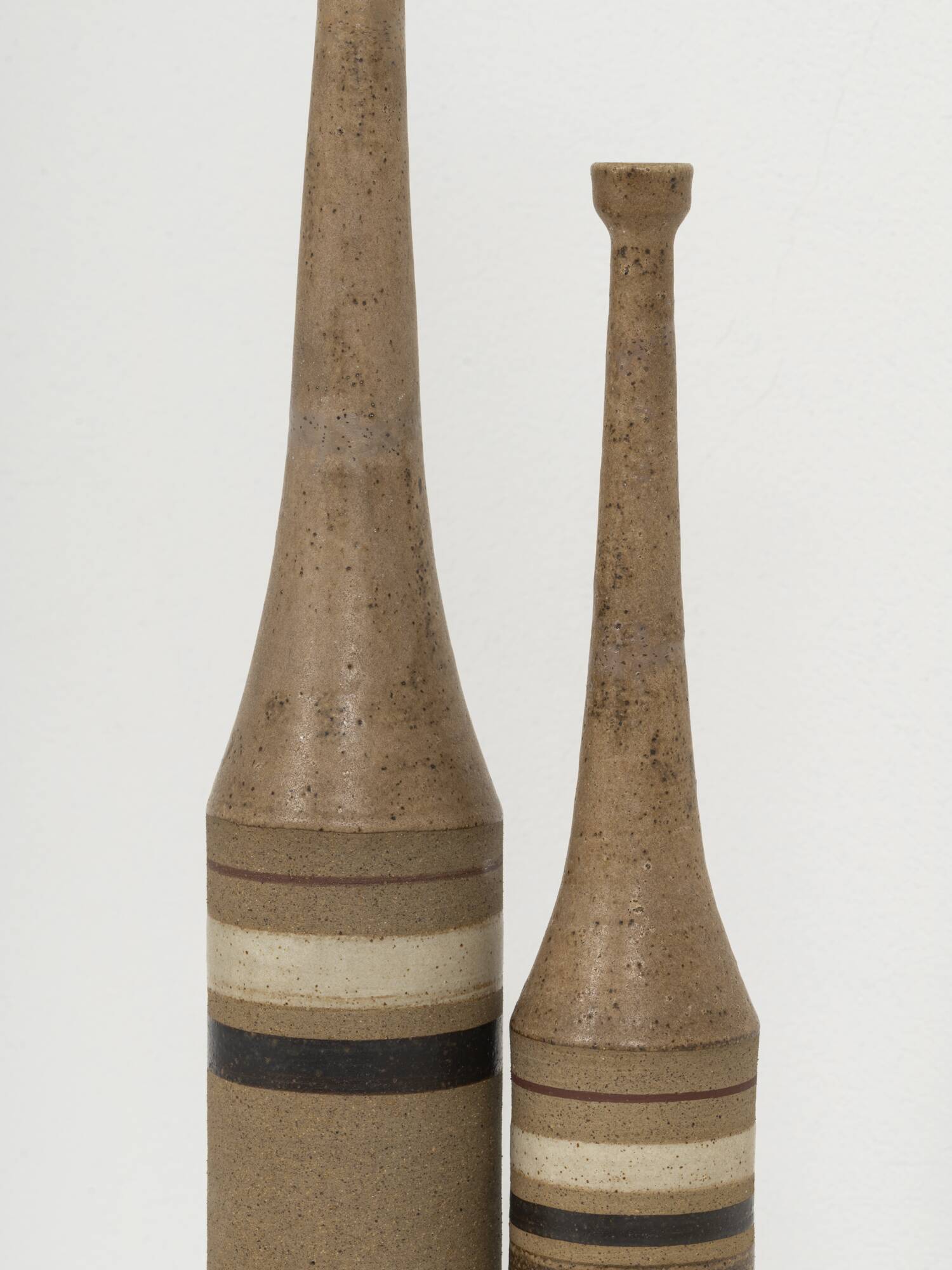 Bruno Gambone, pair of XL ceramic bottles, Italy 1970s