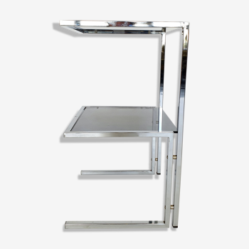 Chromed metal bedside table and smoked glass