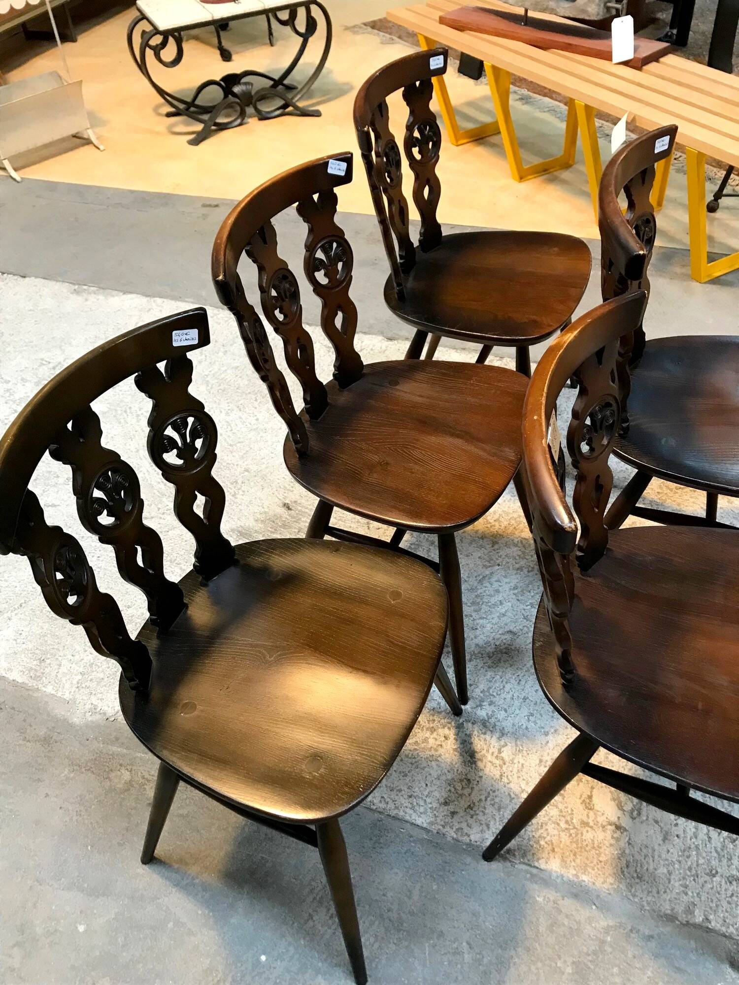 6 chaises Ercol, années 60