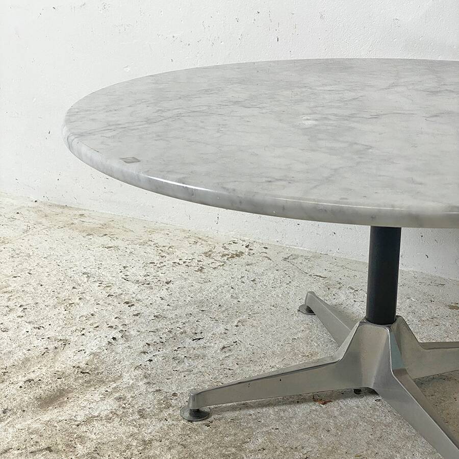70's aluminum and white marble coffee table