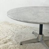 Table basse 70's alu et marbre blanc