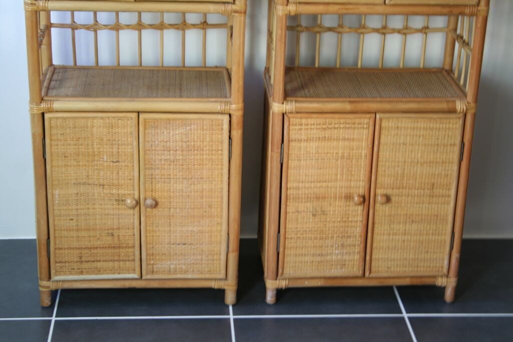 Vintage rattan bookcase 1970