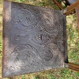 Set of 6 Henri II style chairs in wood and embossed leather