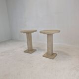 Set of 2 Italian Travertine for Stone Pedestals or Side Tables, 1980's