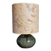 Lampe d'appoint vintage en grès émaillé, abat-jour herbier