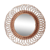 Miroir soleil fleur vintage en osier rotin 47cm