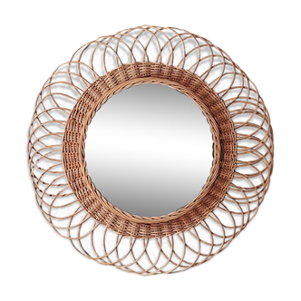 Mirror sun vintage flower in rattan wicker 467cm