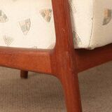 Pair of Scandinavian armchairs in teak and new fabric, 1960.