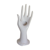 Hand baguier jewelry display or white porcelain vase 70s Vallauris